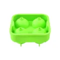 Green silicone 4-cavity round ice ball mold variant for home cocktail making and whisky cooling. - Green