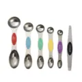 Stainless steel magnetic measuring spoons set with dual heads for baking and cooking. - 6-Piece Set / Colorful