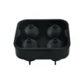 Black silicone 4-cavity round ice ball mold for home bar whiskey and cocktail making. - Black