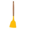 Yellow silicone spatula with wooden handle, heat resistant kitchen cooking utensil variant. - Turner Spatula