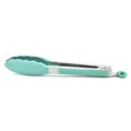 Stainless steel food tongs with green silicone head, 9-inch kitchen BBQ bread tong. - Green