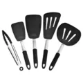 Silicone kitchen utensils set non-stick cooking spatulas and food tongs for kitchen use - 5-Piece Set A