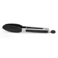 Stainless steel kitchen food tongs with black silicone head for cooking and BBQ 9 inch - Black