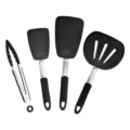 Premium silicone kitchen utensils set with non-stick spatulas and food tongs for cooking. - 4-Piece Set Style A