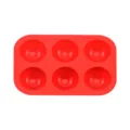 Red 6-cavity silicone mold, flexible hemisphere ice ball maker and chocolate baking tool. - Rounded Corner Style / Red
