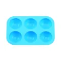 6-hole blue silicone half-sphere mold for DIY ice balls, chocolates, and baking treats. - Rounded Corner Style / Sky Blue