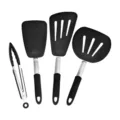 Set di spatole da cucina in silicone nero con pinza, utensili antiaderenti variante. - Set da 4 Pezzi Stile B