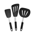 Set di spatole da cucina in silicone nero antiaderente utensili per cottura resistenti - Set da 3 Pezzi A