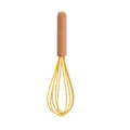 Ergonomic wooden handle silicone whisk for baking, kitchen tool with bright yellow wire. - Whisk