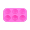 Pink 6-hole silicone mold for ice balls and chocolates, flexible DIY baking tool sku. - Rounded Corner Style / Pink