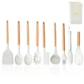 Juego de utensilios de cocina de silicona con mango de madera resistente al calor antiadherente. - Cubo de Almacenamiento Cuadrado Juego de 10 Piezas Estilo Dos