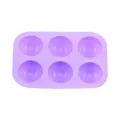 6-cavity half-sphere silicone mold purple ice ball maker chocolate baking tray DIY tool - Rounded Corner Style / Pale Purple