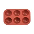 6-hole silicone ice ball mold red chocolate DIY baking tray kitchen tool flexible non-stick - Rounded Corner Style / Brown