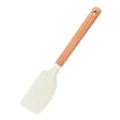 Silicone cooking spatula with wooden handle, heat-resistant kitchen utensil for home cooking. - Spatula