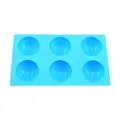 6 Cavity Blue Silicone Sphere Ice Mold Chocolate Baking Tray DIY Muffin Cake Tool - Rectangular Style / Sky Blue