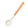 Silicone slotted cooking spoon with ergonomic wooden handle for home kitchen daily use - Slotted Spoon