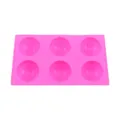Pink 6-Cavity Silicone Half-Sphere Mold for DIY Chocolate Ice Balls and Baking Tool - Rectangular Style / Pink