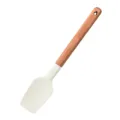 Silicone cooking spatula with wooden handle, white kitchen utensil variant for non-stick cookware. - Solid Turner