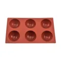 6-cavity silicone half-sphere mold for DIY chocolate, baking, and ice balls, red color. - Rectangular Style / Brown