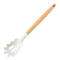 Cuchara para pasta de silicona con mango de madera, servidor de espaguetis cocina. - Servidor de pasta