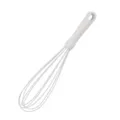 White silicone kitchen whisk, ergonomic handle with hanging hole for baking and cooking. - Whisk