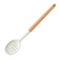 Cuchara espumadera de silicona con mango de madera, utensilio de cocina resistente - Cuchara Ranurada