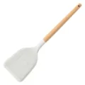 Espátula de silicona con mango de madera para utensilios de cocina antiadherentes color blanco. - Espátula sólida