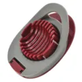 Convenient red and grey plastic egg slicer kitchen gadget for slicing hard boiled eggs - Red