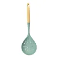Green silicone slotted spoon with wood handle for kitchen cooking tool variant options - Skimmer
