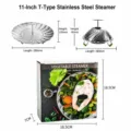 Stainless steel collapsible vegetable steamer basket 11 inch with T-handle for kitchen cooking - 11 Inch T-Handle / 11 Inch Color Box
