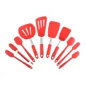 10-Piece Red Silicone Kitchen Utensil Set Heat Resistant Cooking Spatula Spoon Tools - Red Set