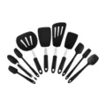 10-Piece Black Silicone Kitchen Utensils Set With Heat Resistant Spatula Cooking Tools - Black Set