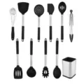 Stainless steel silicone kitchen utensils set 11 pieces cooking tools with storage holder - 11-Piece Set (With Color Box)