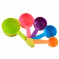 Colorful 5-piece plastic measuring spoon set for daily baking and kitchen cooking utility. - Measuring Cups 5-Piece Kit