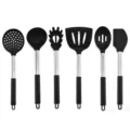 Edelstahl Silikon Kuechenutensilien Set Kochloeffel Pfannenwender Kuechenhelfer Set - 6-Teiliges Set (Mit Farbkarton)