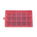 Rote 15-Gitter Silikon Eiswürfelform mit Deckel, flexible quadratische Eiswürfelbox Variante. - 15 Raster / Rot