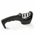 Kitchen knife sharpener with 3 slots and ergonomic black handle for fast manual sharpening. - 22*4.8*7.8cm