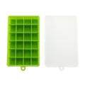 Bac à glaçons en silicone vert 24 compartiments avec couvercle transparent moule - 24 Grilles / Vert Herbe