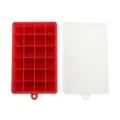 Bac à glaçons en silicone rouge avec couvercle transparent, moule à glaçons flexible. - 24 Grilles / Rouge