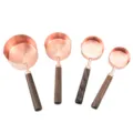 Set di misurini in oro rosa con manici in legno di noce, utensili da cucina per dolci. - Cucchiaio dosatore