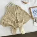 Chal triangular de punto de ganchillo vintage con diseño calado accesorio elegante capas - 140*42cm / Beige