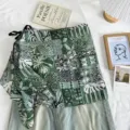 Falda cruzada estampado floral vintage verde chal moda versátil cinturón cintura - Verde / Talla única