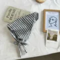 Korean style striped knitted triangular headscarf women autumn winter fashion scarf - Gray