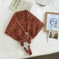 Retro ethnic textured triangle scarf, fashionable summer multifunctional headscarf for women. - 110*35cm / Red