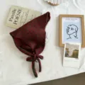 Korean style striped knit triangular headscarf women autumn winter versatile warm bib shawl - Red
