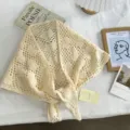 Κορεάτικο vintage πλεκτό σάλι τριγωνικό φουλάρι μινιμαλιστικό για γυναίκες κομψό - 140*42cm / Ζαχαρί