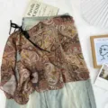 Retro Paisley Print unregelmäßiger Schnürrock Sommer Damen Mode Lagenlook Taille Wickelchic. - Unterteile / Einheitsgröße / Kaschmirfarbe