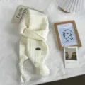 Ζεστό λευκό πλεκτό κασκόλ με pom pom και φούντα, ιαπωνικό στιλ χαριτωμένο χειμωνιάτικο λαιμόκοψη. - Επιμηκυμένη Έκδοση / 160x15cm / Λευκό