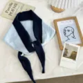 Stylish colorblock knitted triangle scarf, cozy winter neck warmer and trendy chic neckerchief. - 130*22cm / Blue