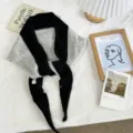 Colorblocked knitted triangular scarf, modern warm winter neck warmer accessory. - 130*22cm / Gray